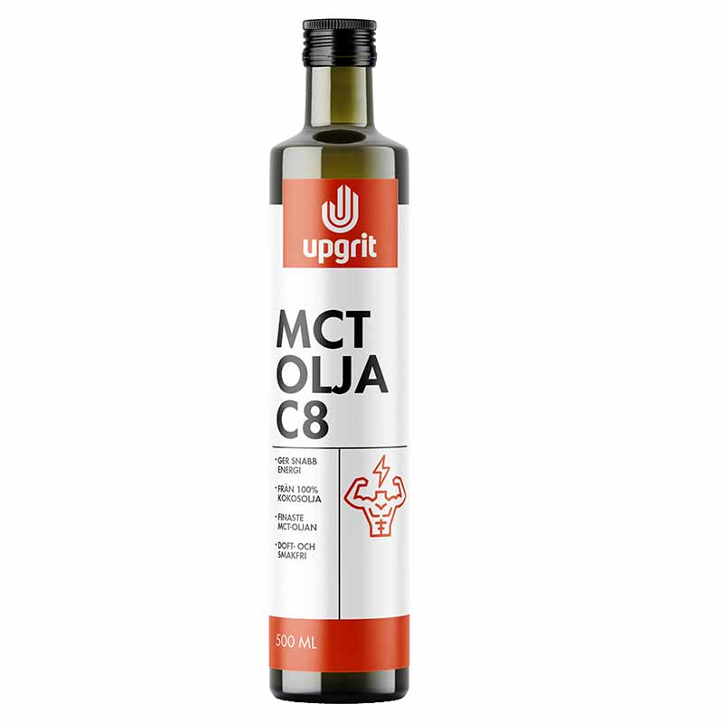 Upgrit C8 MCT-olja – 100 % Kaprylsyra från Kokos i Glasflaska