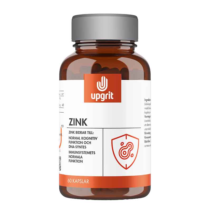 Upgrit Zink – 60 kapslar med Biotillgängligt Zinkbisglycinat