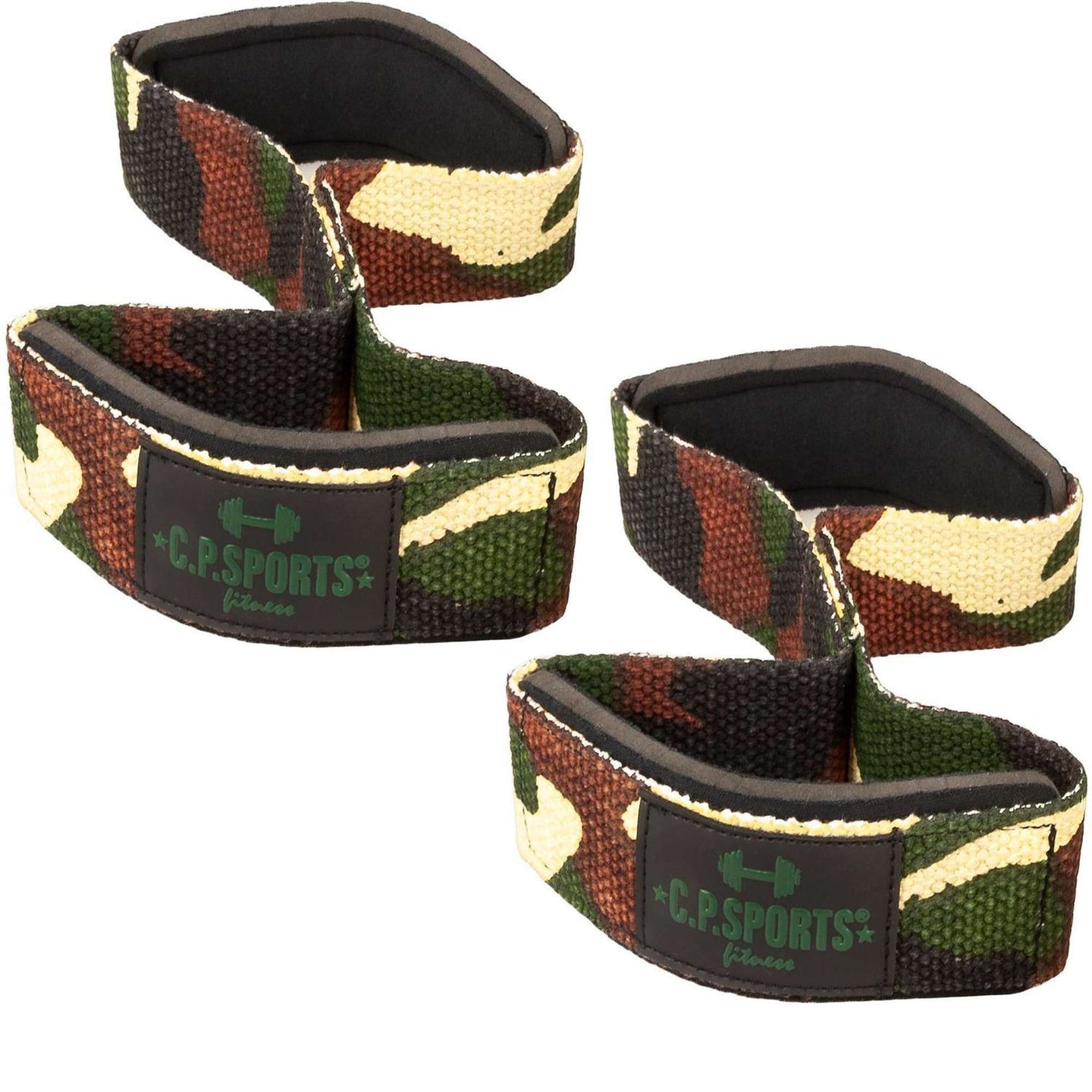 C.P Sports Figure 8 Straps - Lifting Loops, green camo